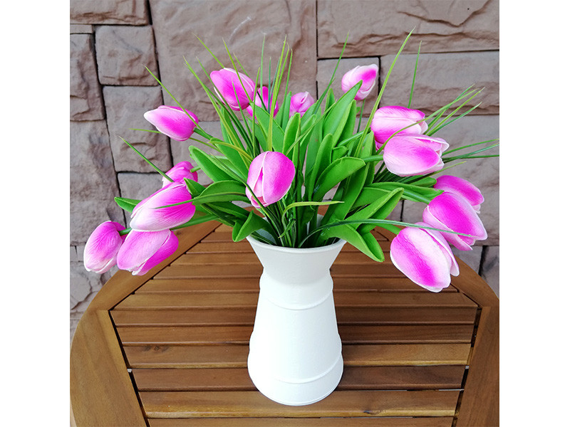 Композиция из искусственных Тюльпанов розово-фиолетовых 0118-4 в бежевом кувшине - фото 1 - id-p210506112