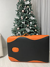 Массажный стол Atlas Sport 60 см складной 3-с деревянный + сумка в подарок (чёрно-оранжевый), фото 3