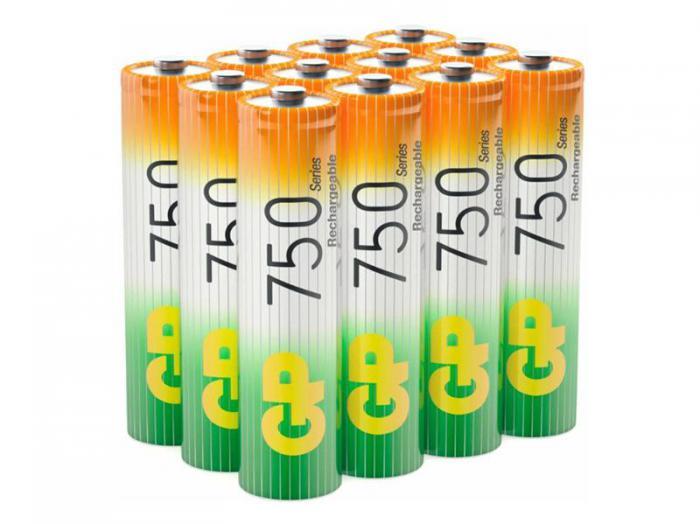 Аккумулятор ААА - GP 750mAh Ni-MH 75AAAHC-B12/312 (12 штук) - фото 1 - id-p210577821