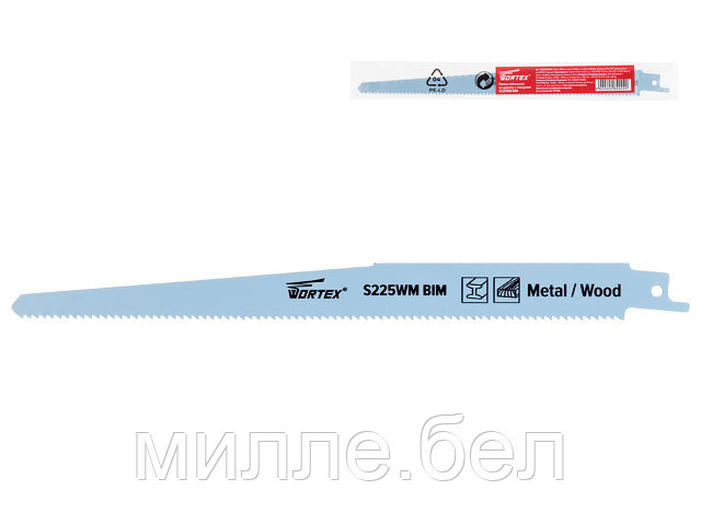 Пилка сабельная по дереву с гвоздями S225WM (1 шт.) WORTEX высокоуглеродистая сталь HCS, 300 мм длин (пропил