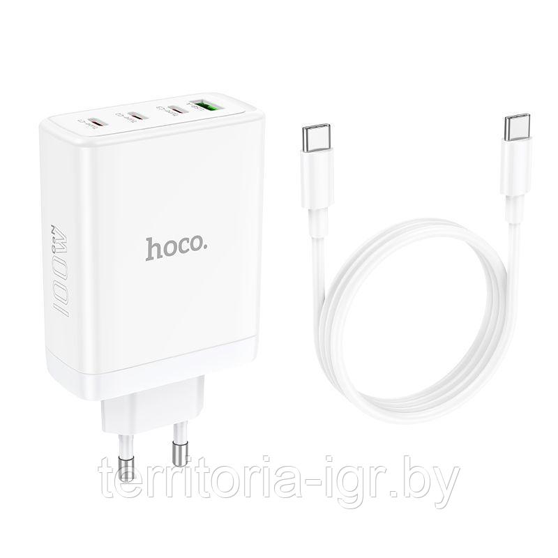 Сетевое зарядное устройство N31 3 USB Type-C PD100W + USB QC3.0 + кабель Type-C - Type-C белый Hoco - фото 3 - id-p210637653