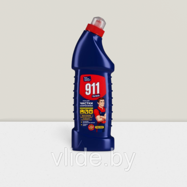 Гель для чистки сантехники «911», Лимонная свежесть, 750 мл - фото 1 - id-p210652455
