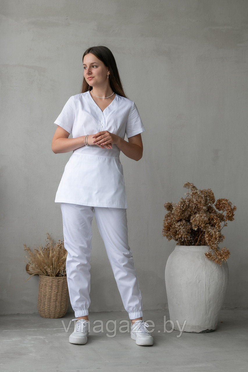 Медицинский костюм, женский Вета (цвет белый) - фото 1 - id-p176507472