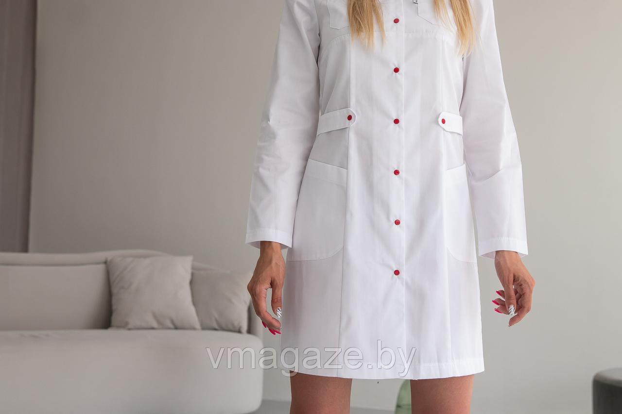Медицинский халат, женский Жасмин (цвет белый) - фото 2 - id-p176540066