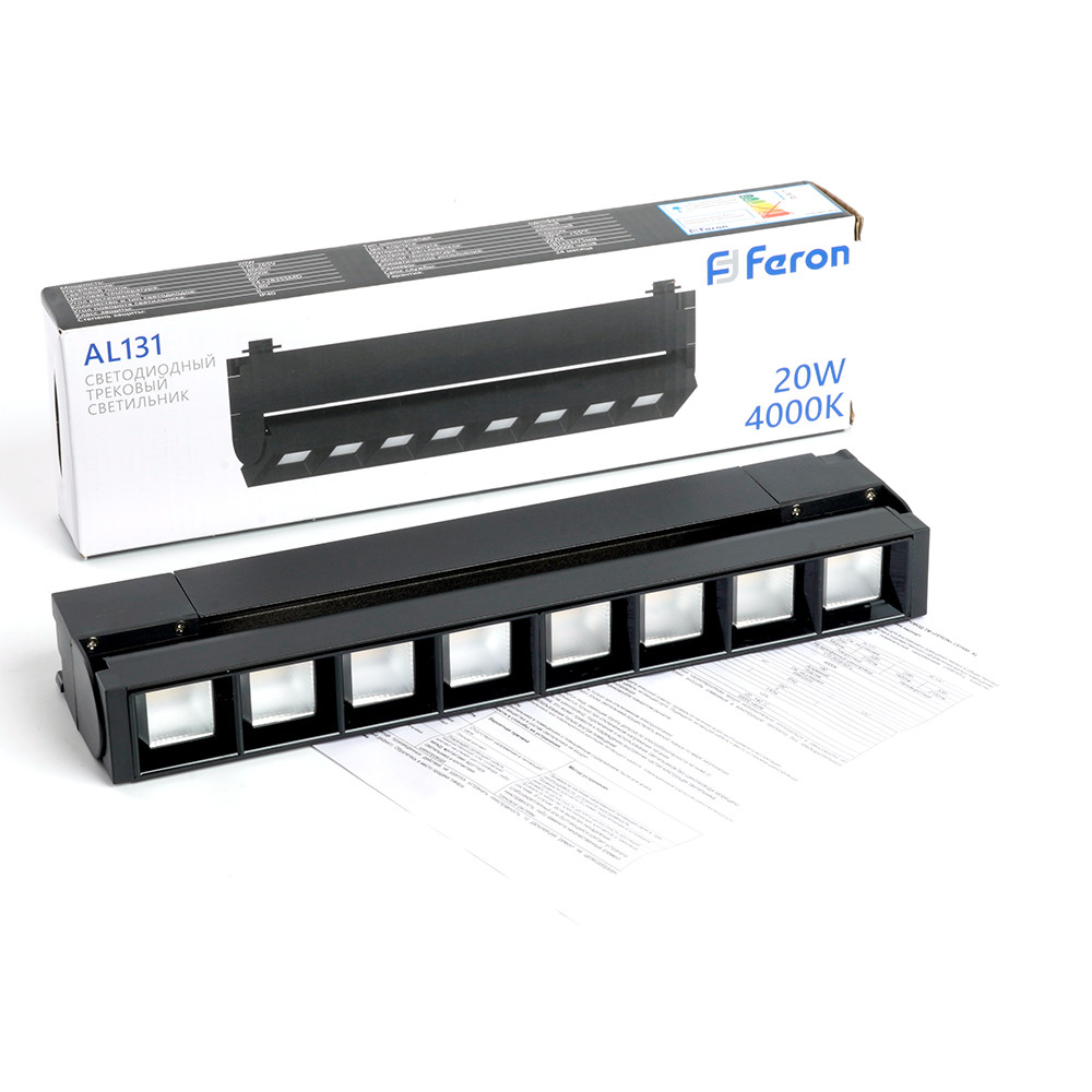 Светодиодный светильник Feron AL131 трековый однофазный 20W 4000K чёрный 48376 - фото 6 - id-p210751822