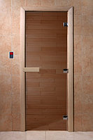 Дверь для бани и сауны 700х1800 DoorWood теплый день, бронза, осина