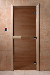 Дверь для бани и сауны 700х2000 DoorWood теплый день, бронза, осина