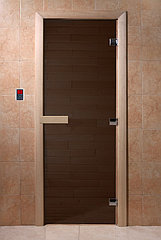 Дверь для бани и сауны 600х1900 DoorWood теплая ночь, бронза мат, осина