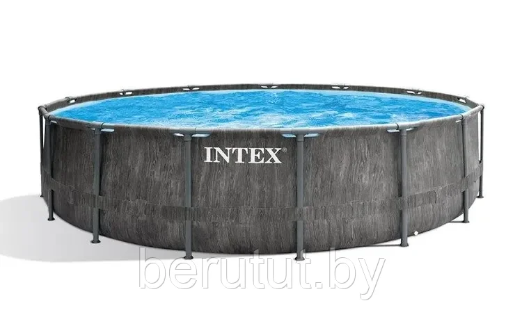 Каркасный бассейн INTEX Prism Frame Greywood с фильтр-насосом 457х122см - фото 2 - id-p210757678
