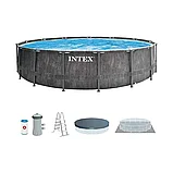 Каркасный бассейн INTEX 26742NP Prism Frame Greywood с фильтр-насосом 457х122см, фото 4