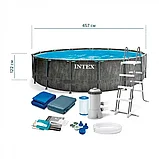 Каркасный бассейн INTEX 26742NP Prism Frame Greywood с фильтр-насосом 457х122см, фото 8