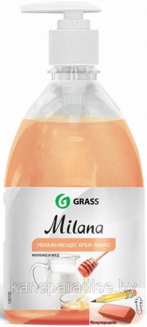 Крем-мыло Milana Молоко и мёд, увлажняющее, с дозатором, 500 мл., арт.126100