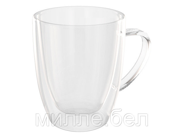 Кружка стеклянная с двойными стенками, 400 мл, серия Grande, QWERTY (Чашка стеклянная, ручной работы, с - фото 1 - id-p210758136