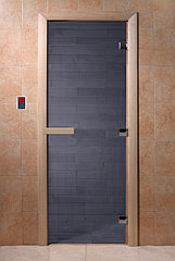Дверь для бани и сауны 800х2000 DoorWood сумерки, графит, осина