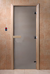 Дверь для бани и сауны 700х1900 DoorWood затемнение, графит мат, осина
