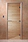 Дверь для бани и сауны 700х1900 DoorWood затемнение, графит мат, осина, фото 3
