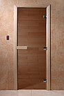 Дверь для бани и сауны 700х1900 DoorWood затемнение, графит мат, осина, фото 4