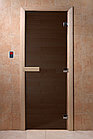 Дверь для бани и сауны 800х2000 DoorWood затемнение, графит мат, осина, фото 5