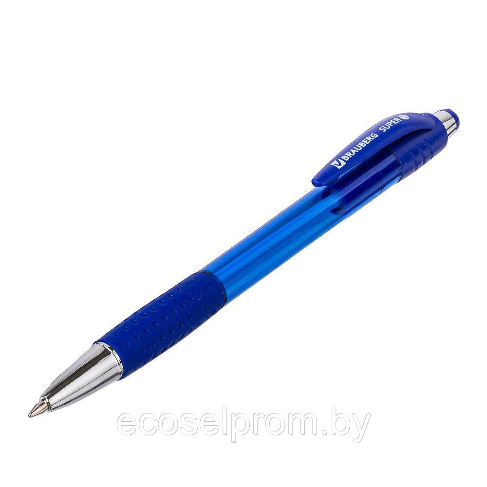 Ручка шариковая автоматическая с грипом BRAUBERG SUPER, СИНЯЯ, корпус синий, узел 0,7 мм, линия письма 0,35 мм - фото 2 - id-p210773224