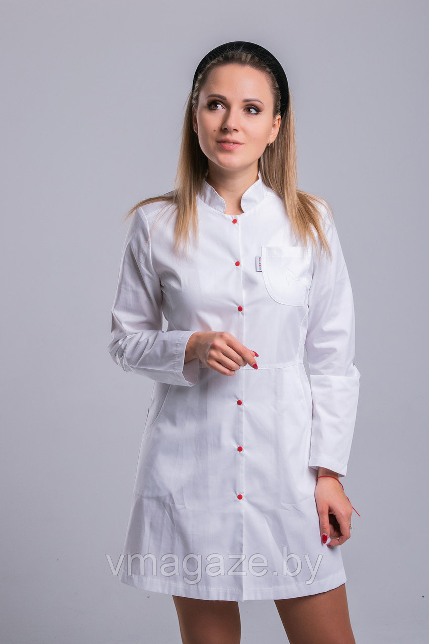 Медицинский халат, женский Рубина (цвет белый) - фото 2 - id-p176540769