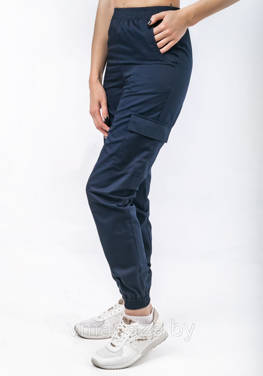 Медицинские брюки, женские джоггеры (цвет темно-синий) - фото 1 - id-p176468447
