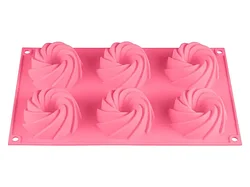 Форма для выпечки, силиконовая, прямоугольная на 6 кексов, 29.2 х 17.3 х 3.5 см, роз.,PERFECTO LINEA