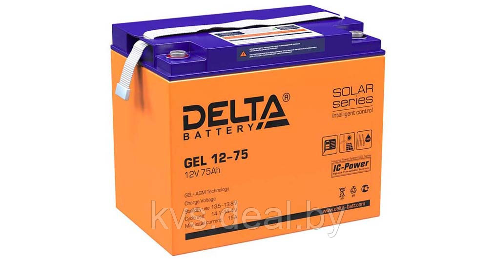 Аккумуляторная батарея GEL 12-75 Delta AGM+GEL 75Ач 10-12лет - фото 1 - id-p210839360