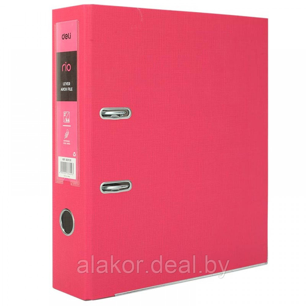 Папка-регистратор Deli, с металлическим уголком, А4, 75мм, ПВХ 1,75мм, разборная, розовый лён