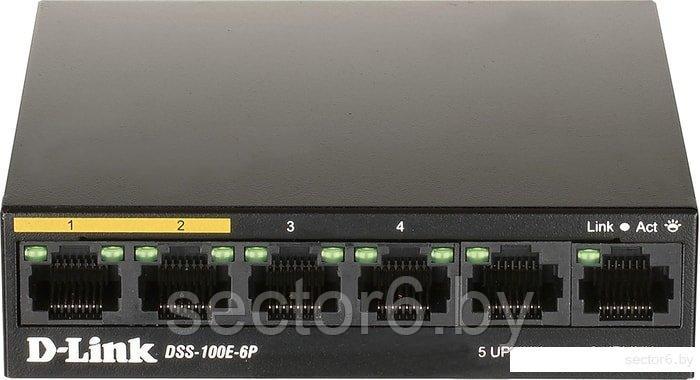 Неуправляемый коммутатор D-Link DSS-100E-6P/A1A - фото 1 - id-p210843003