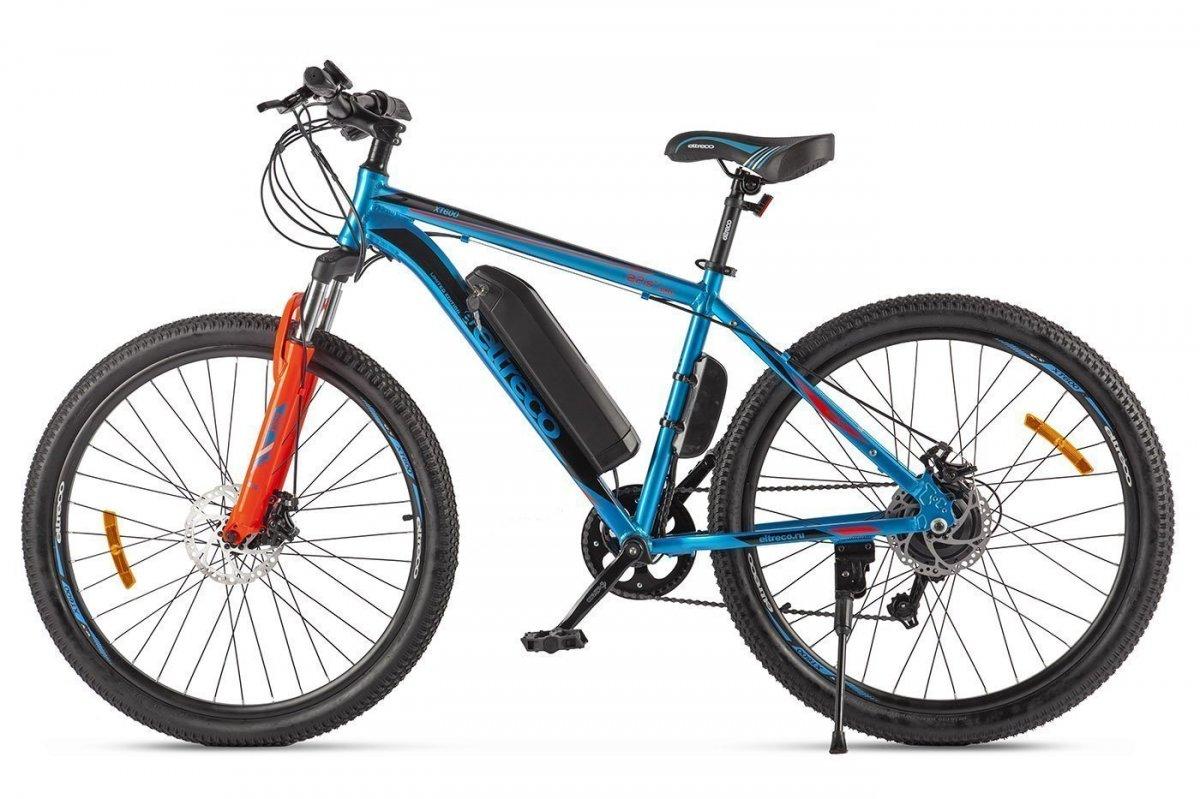 Велогибрид Eltreco XT 600 D Сине-Оранжевый - фото 3 - id-p210866011