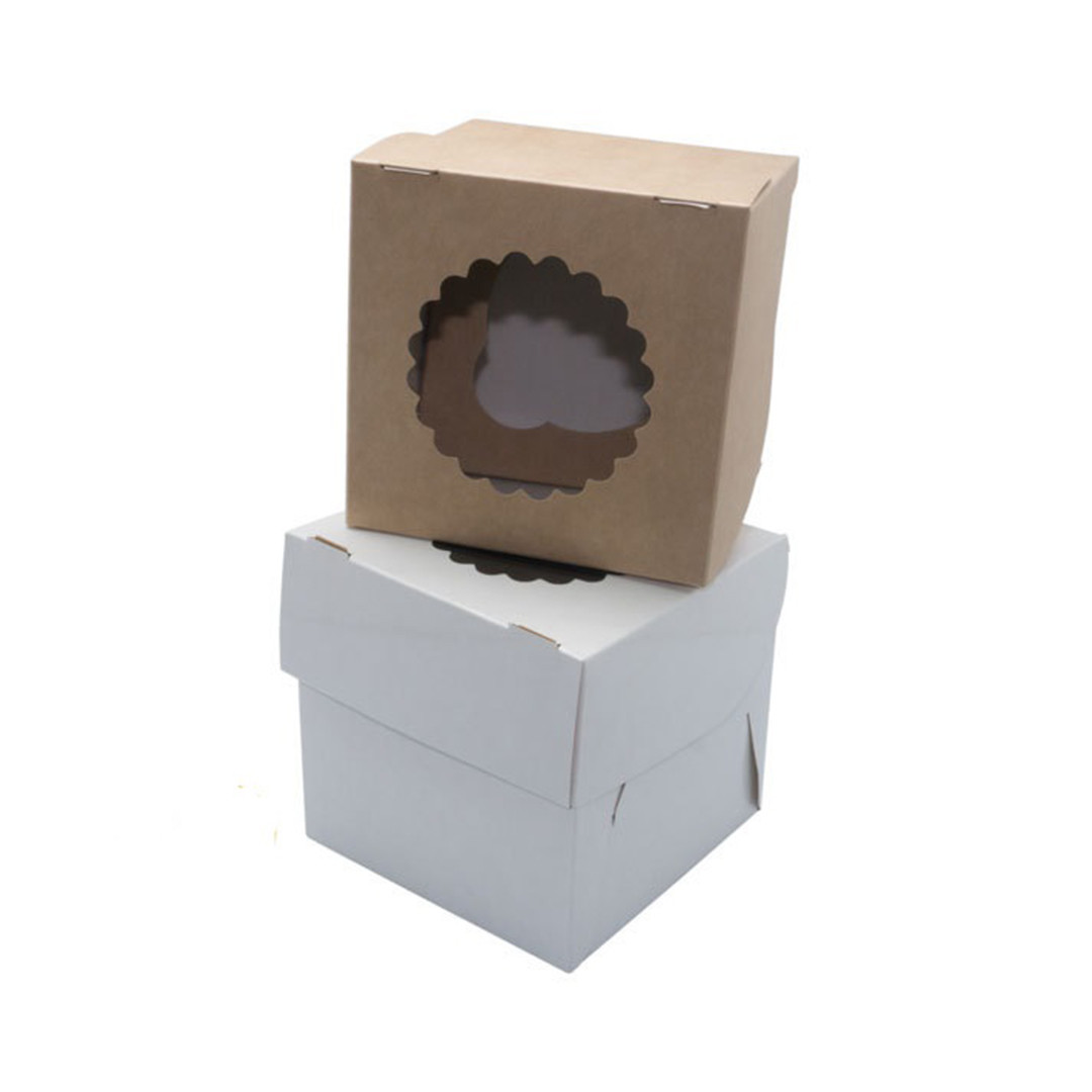 Коробка для капкейков с окном (на 1 шт), 100х100х h100 мм - фото 1 - id-p137044744