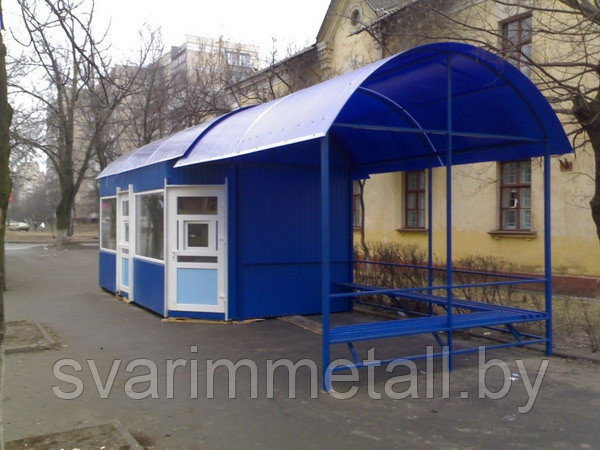 Остановочный павильон, торговый, из металла, синий - фото 5 - id-p210874358