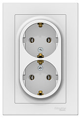 РОЗЕТКА двойная с заземлением в сборе, цвет Лотос (SCHNEIDER ELECTRIC ATLAS DESIGN)