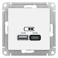 USB РОЗЕТКА А+С, 5В/2,4 А, 2х5В/1,2 А, цвет ЛОТОС (SCHNEIDER ELECTRIC ATLAS DESIGN)