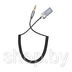 Автомобильный адаптер Hoco DUP02 (BT,с кабелем AUX-USB) цвет: черный