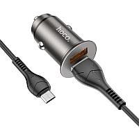 Автомобильное ЗУ Hoco NZ1 (2 USB:18W,общий выход PD36W, QC3.0+кабель Micro) цвет: металлик   NEW!!!