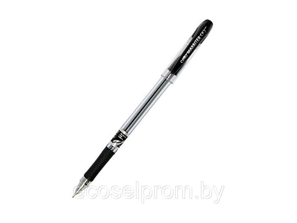 Шариковая ручка на масляной основе, ЧЕРНАЯ "Maxriter", игольчатый наконечник, резиновый держатель - фото 1 - id-p210908984