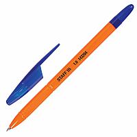 Ручка шариковая масляная STAFF "Basic X-100", СИНЯЯ, корпус оранжевый, узел 1 мм, линия письма 0,7 мм