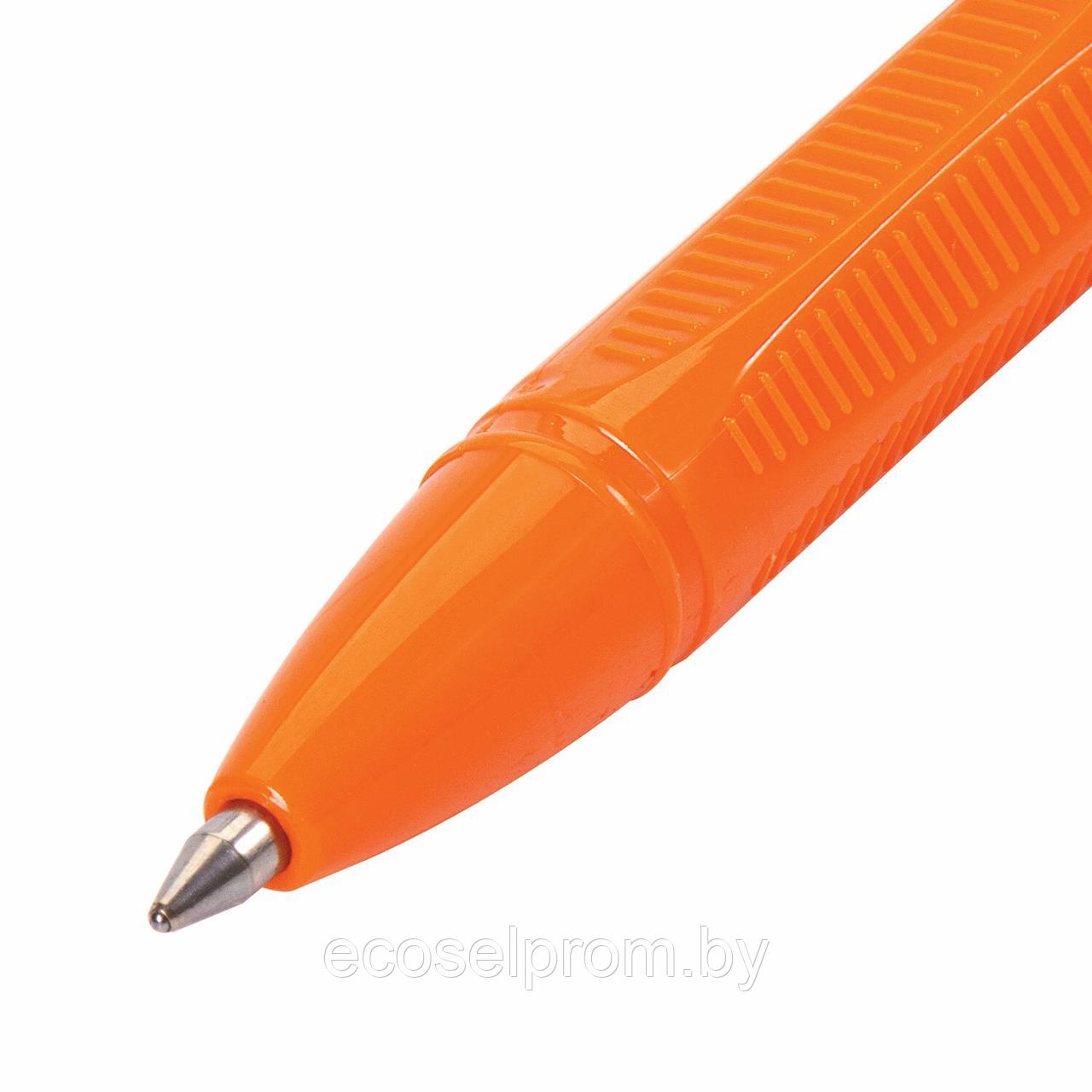 Ручка шариковая масляная STAFF "Basic X-100", СИНЯЯ, корпус оранжевый, узел 1 мм, линия письма 0,7 мм - фото 5 - id-p210910203