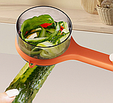 Овощечистка слайсер для чистки овощей с контейнером Splash Proof Knife / Нож - овощечистка Зеленый, фото 4