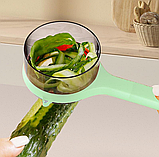 Овощечистка слайсер для чистки овощей с контейнером Splash Proof Knife / Нож - овощечистка Зеленый, фото 6
