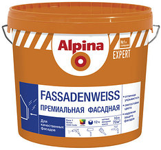 Краска ВД-АК Alpina EXPERT Fassadenweiss База 3 (Альпина ЭКСПЕРТ Фассаденвайс База 3), белая, 9.4 л / 13.4 кг