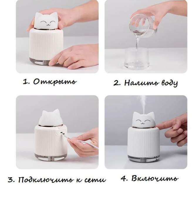 Увлажнитель (аромадиффузор)воздуха PET LAMP Humidifier с функцией ночника300ml / 2 режима подсветки, USB - фото 8 - id-p210923281