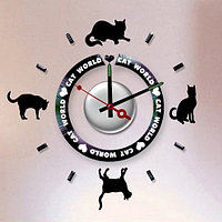 Часы настенные самоклеющиеся с кошками