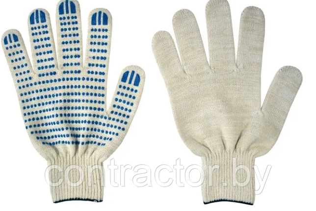 Перчатки трикотажные с ПВХ 7.5 класс 5 ниток - фото 1 - id-p90411208