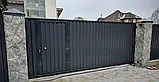 Откатные ворота, из профнастила, черные, фото 2