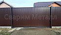 Откатные ворота, из профнастила, коричневый/шоколад, фото 2