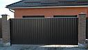 Откатные ворота, из профнастила, коричневый/шоколад, фото 4