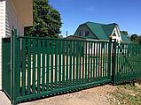 Откатные ворота, из евроштакетника, зеленый, фото 2