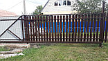 Откатные ворота, из евроштакетника, коричневый/шоколад, фото 2